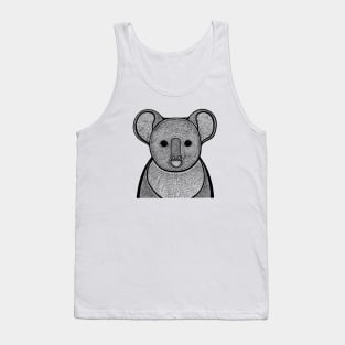 Koala Ink Art - cool detailed animal design - on white Tank Top